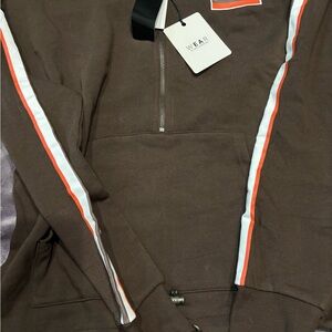 NFL Brown and Orange Zip Up Sweater with Sporty Stripes